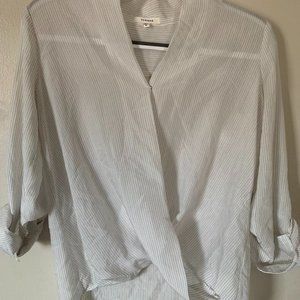Sheer White Front Button Blouse